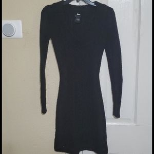 Charcoal ribbed sweater dress.